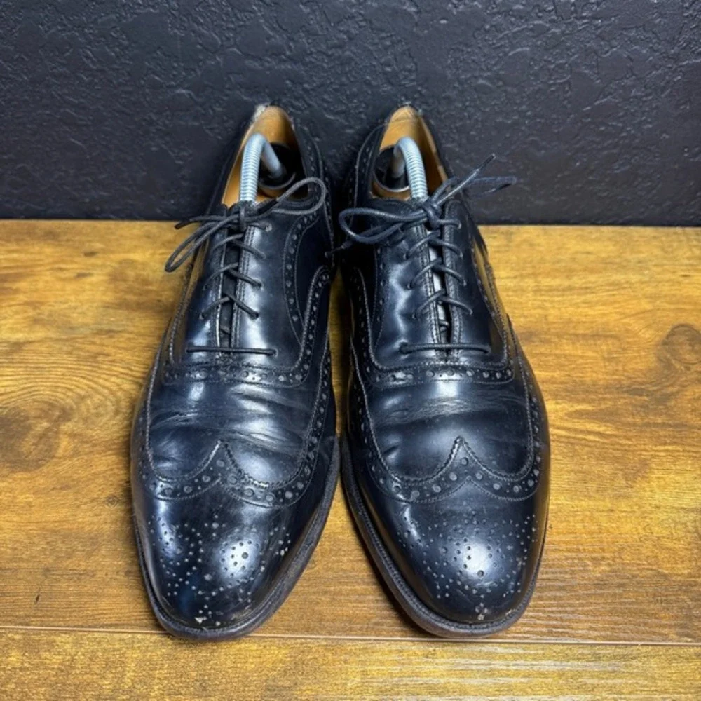 Johnston & Murphy Aristocraft‎ 24-8555 Black Leather Wingtip Oxford Mens 10.5 N